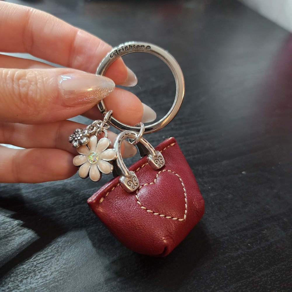 Brighton Retired "The Orchard" Burgundy Keychain with Heart Detail - NWOT